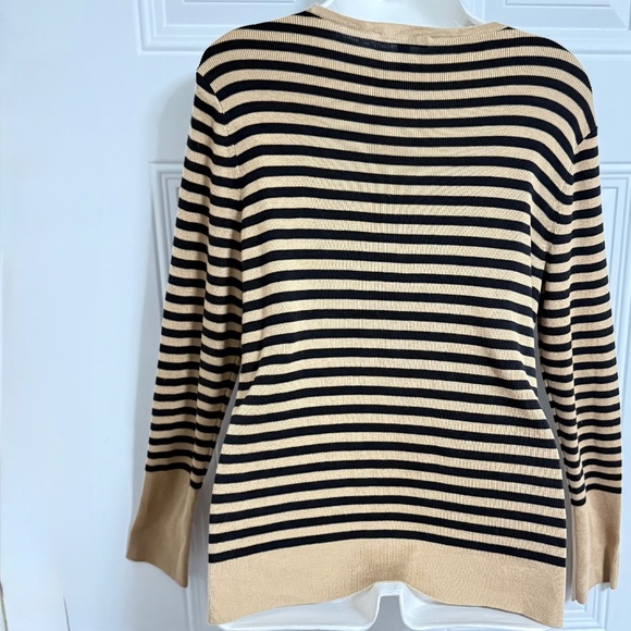 Eileen Fisher System Striped Sweater Top SZ Medium Fall Winter Goblincore Ribbed - Picture 2 of 6